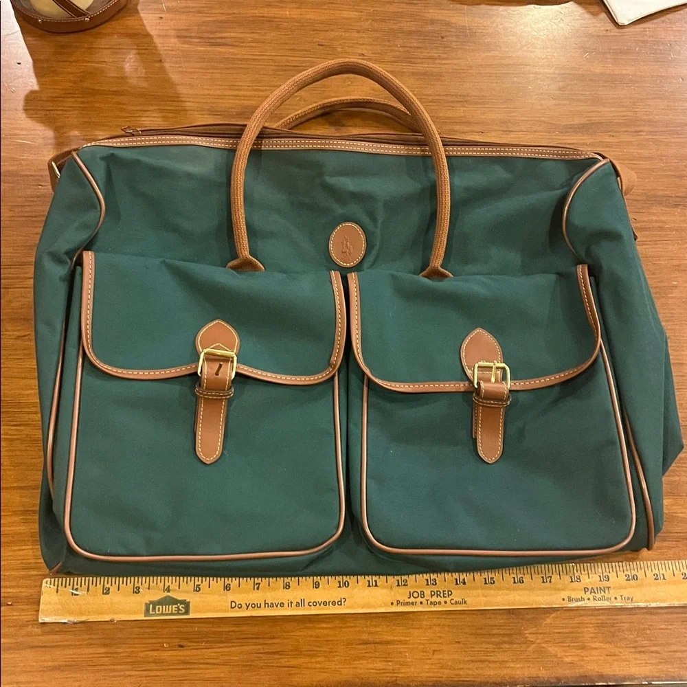 Polo Ralph Lauren Vintage Duffle Bag Travel Luggage green canvas